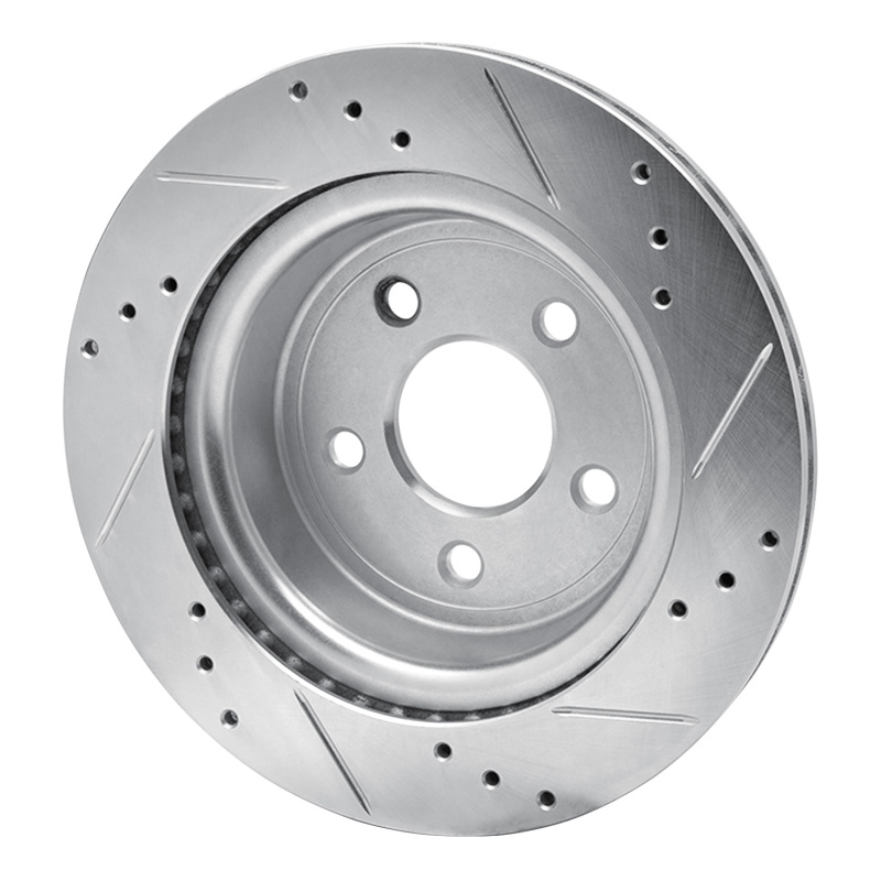 Chevrolet Cobalt Brake Rotor (1) - Rear Left - R1 Concepts - Drilled & Slotted - Silver - `08-`10